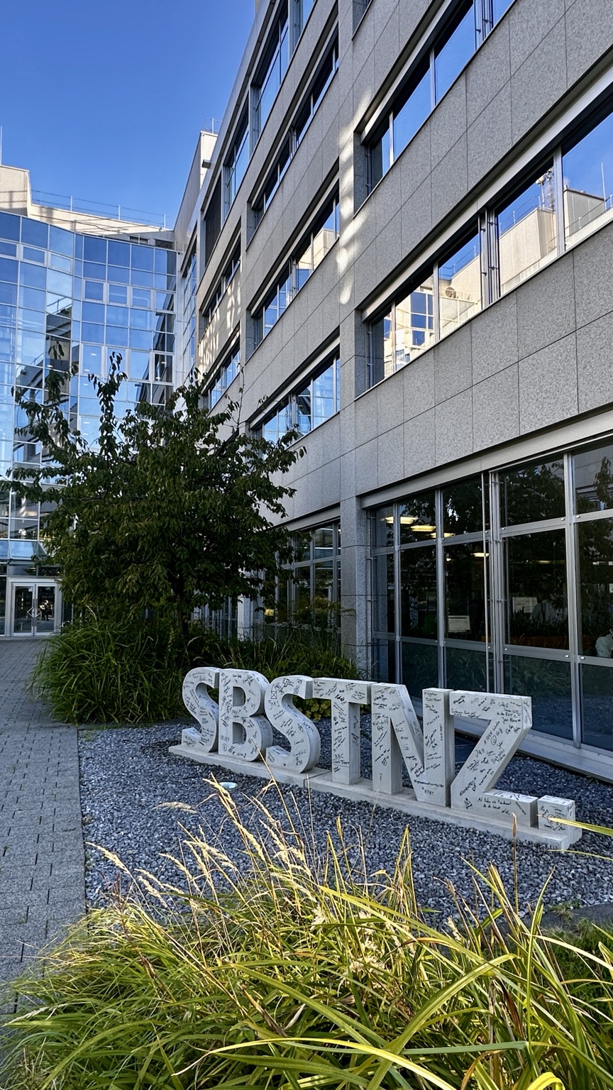 Schriftzug im Außenbereich: Betonbuchstaben auf einer gemeinsamen Basis